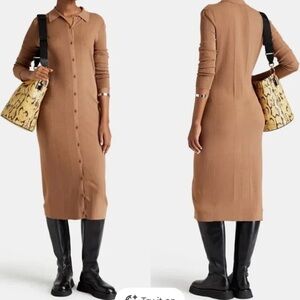 rag & bone Khaki Pacey Button Down Knit Long Sleeve Dress XS